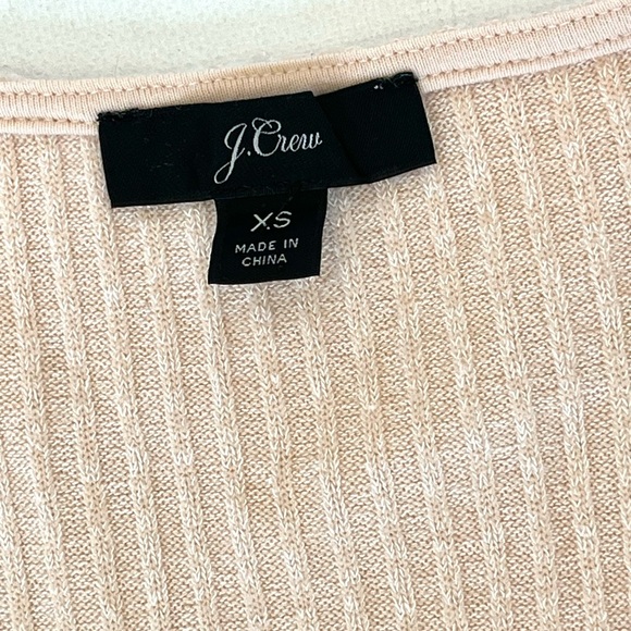 J.Crew JCREW XS Soft Ribbed Puff Sleeve V-Neck Sweater WARM ALMOND Ivory Cream - Picture 4 of 9